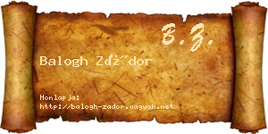 Balogh Zádor névjegykártya